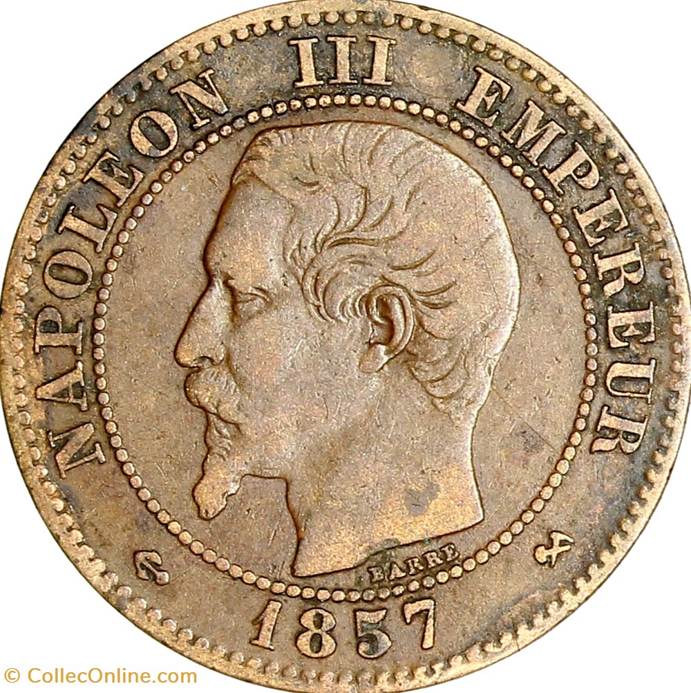 Deux centimes, tête nue, Napoléon III, 1857, Rouen monnaies monde france deux centimes tete nue napoleon iii 1857 rouen
