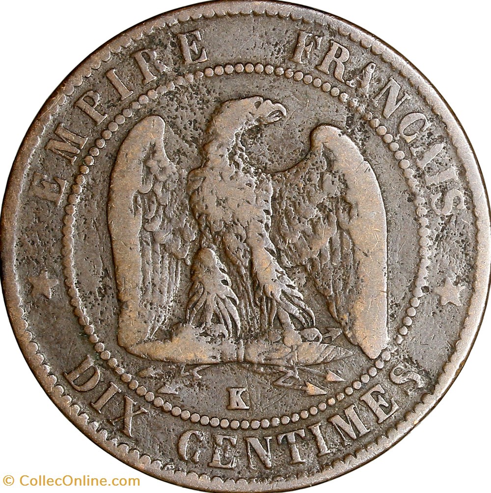 Dix centimes, tête laurée, Napoléon III, 1862, Bordeaux monnaies monde france dix centimes tete lauree napoleon iii 1862 bordeaux