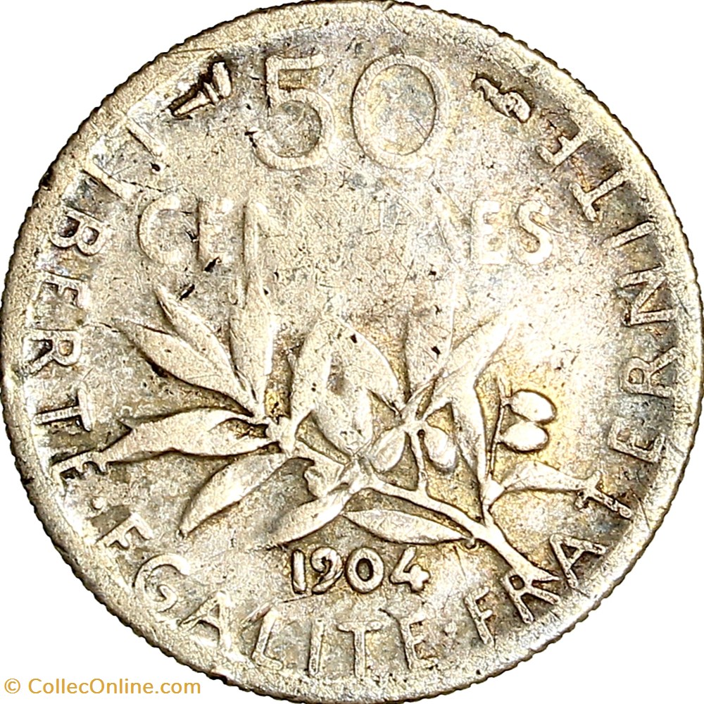 50 centimes Semeuse, IIIe République, 1904 monnaies monde france 50 centimes semeuse iiie republique 1904