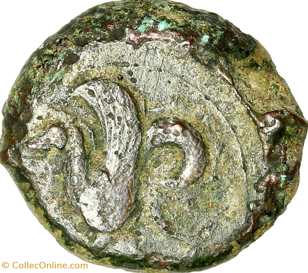 Trias ou litra à l'hippocampe de Syracuse, 405-317 AC. monnaies antiques grecques trias ou litra a hippocampe de syracuse 405 317 ac