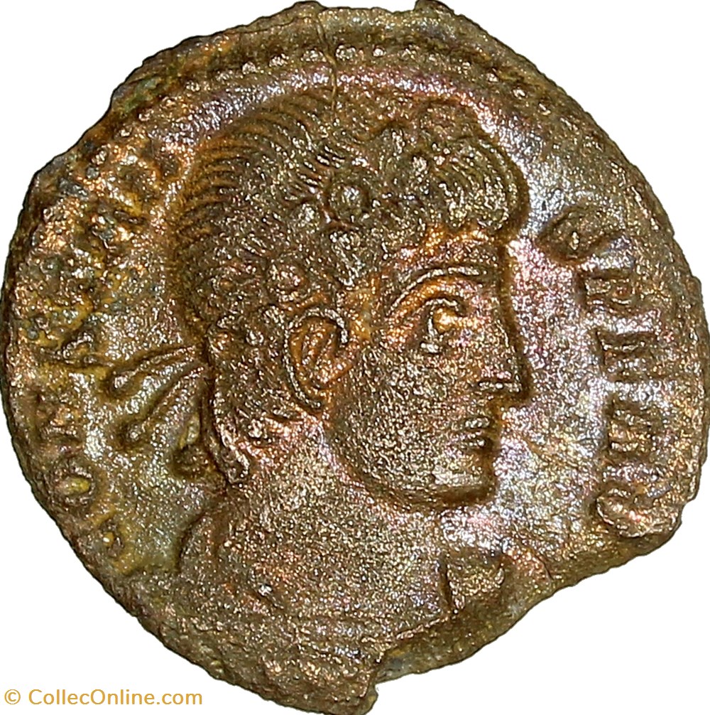 Centenionalis de Constans, Gloria Exercitus 1 enseigne, 337-340, Siscia monnaies antiques romaines imperiales et republicaines centenionalis de constans gloria exercitus 1 enseigne 337 340 siscia