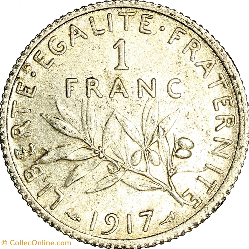 1 franc Semeuse, IIIe République, 1917 monnaies monde france 1 franc semeuse iiie republique 1917