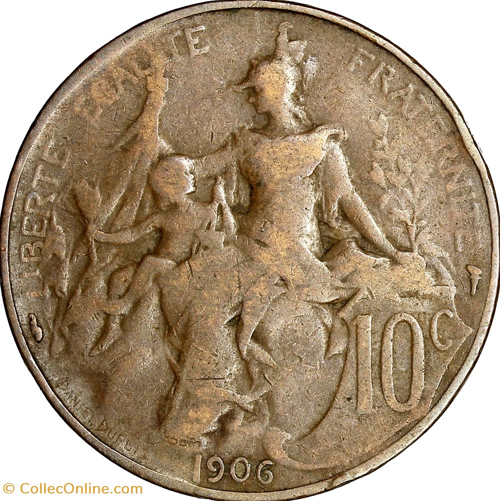 10 centimes Daniel-Dupuis, IIIe République, 1906 monnaies france modernes 10 centimes daniel dupuis iiie republique 1906