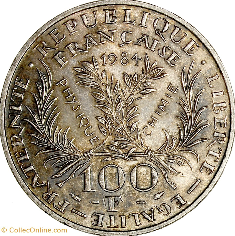 monnaies monde france 100 francs marie curie 1984