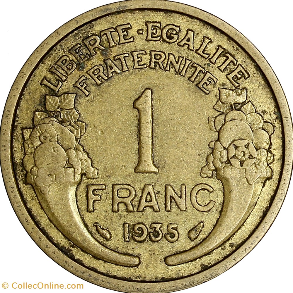 monnaies france modernes 1 franc morlon iiie republique 1935