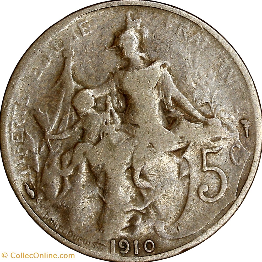 5 centimes Daniel-Dupuis, IIIe République, 1910 monnaies monde france 5 centimes daniel dupuis iiie republique 1910
