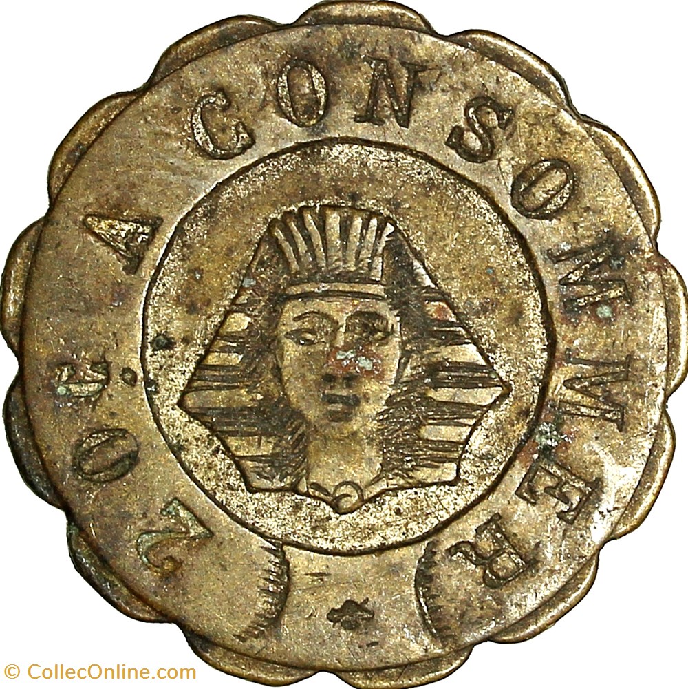 Jeton à consommer, 20 cts, non daté monnaies jetons mereaux jeton a consommer 20 cts non date
