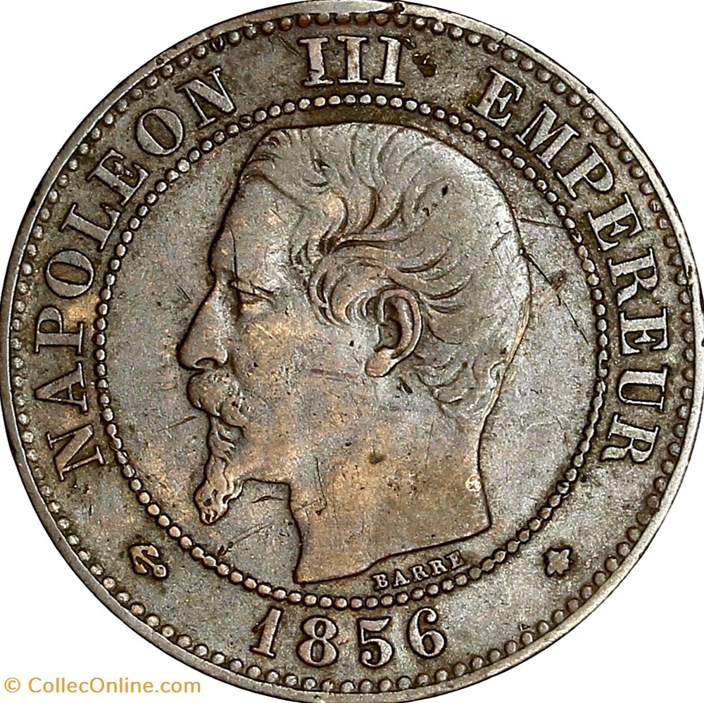 Deux centimes, tête nue, Napoléon III, 1856, Strasbourg monnaies monde france deux centimes tete nue napoleon iii 1856 strasbourg