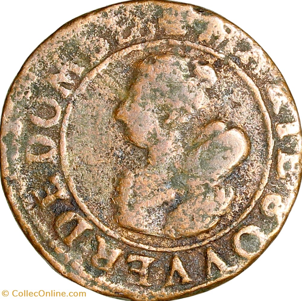 monnaies europe medievale france feodales double tournois de marie de bourbon montpensier 1629 trevoux