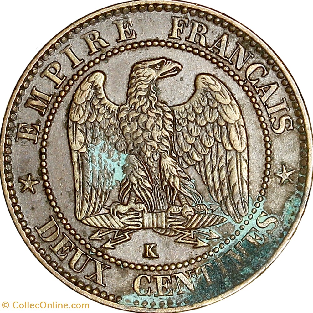 Deux centimes, tête laurée, buste provisoire, Napoléon III, 1861, Bordeaux monnaies monde france deux centimes tete lauree buste provisoire napoleon iii 1861 bordeaux