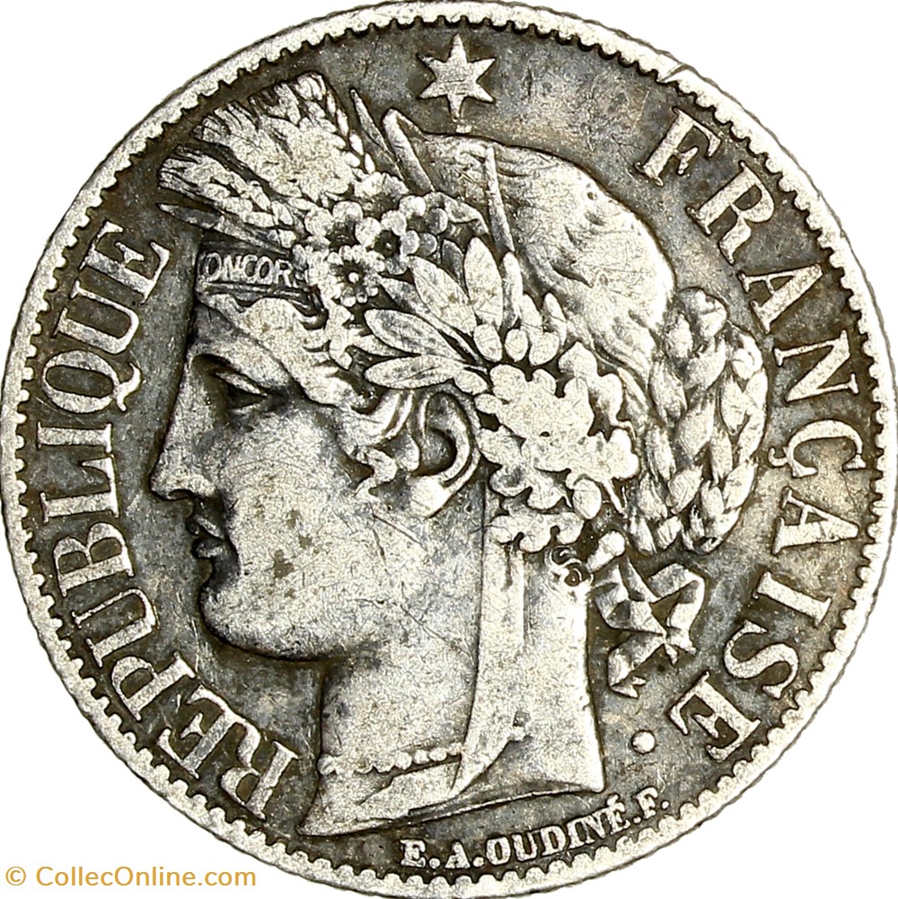 1 franc Cérès, IIIe République, 1872, petit A, Paris monnaies monde france 1 franc ceres iiie republique 1872 petit a paris