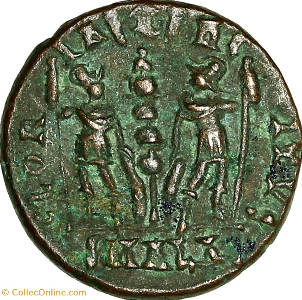 Centenionalis de Constance II, Gloria Exercitus, 1 enseigne, 340, Alexandrie monnaies antiques romaines imperiales et republicaines centenionalis de constance ii gloria exercitus 1 enseigne 340 alexandrie