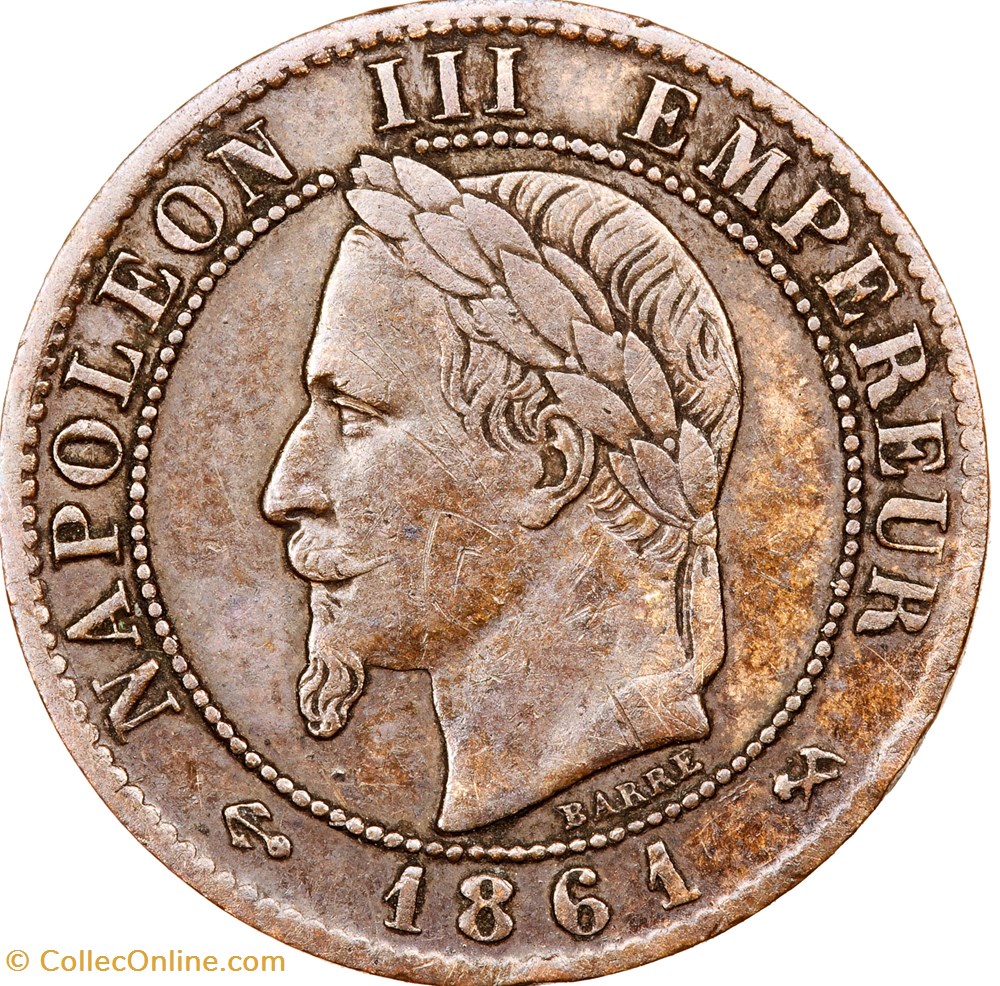 Un centime, tête laurée, Napoléon III, 1861, Bordeaux monnaies monde france un centime tete lauree napoleon iii 1861 bordeaux