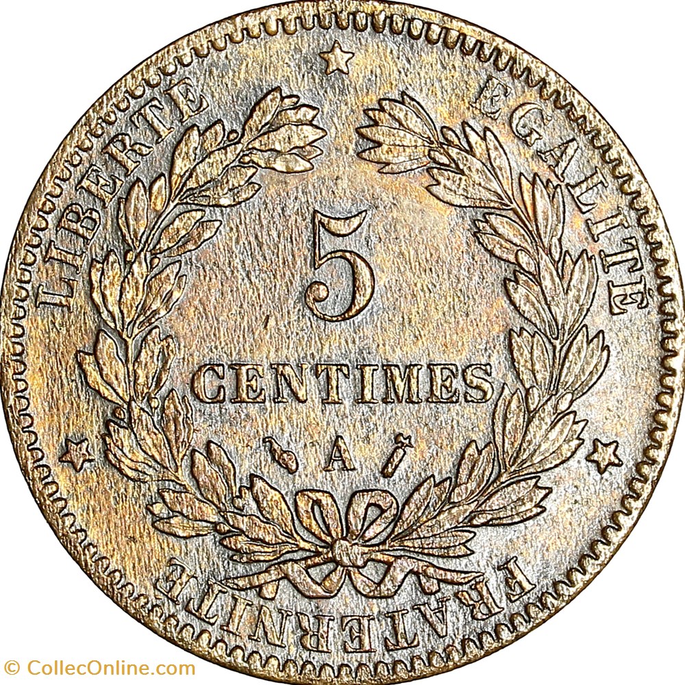 monnaies monde france 5 centimes ceres iiie republique 1887 paris