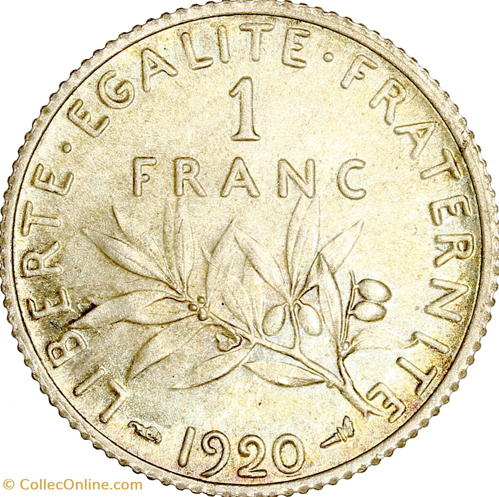 1 franc Semeuse, IIIe République, 1920 monnaies monde france 1 franc semeuse iiie republique 1920