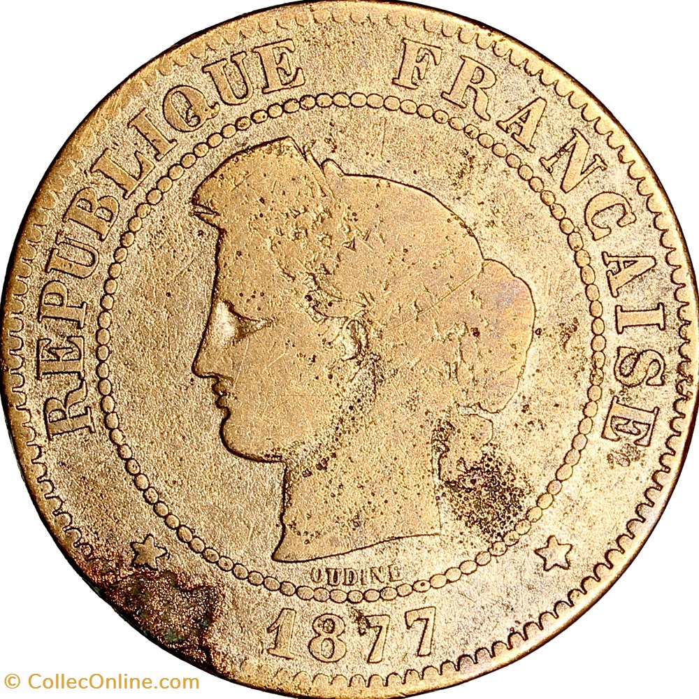 monnaies monde france 5 centimes ceres iiie republique 1877 bordeaux