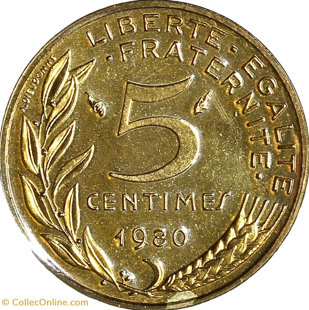 monnaies monde france 5 centimes marianne fdc 1980