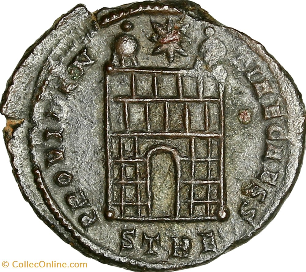 monnaies antiques romaines imperiales et republicaines centenionalis de constantin ii cesar porte de camp 327 328 treves
