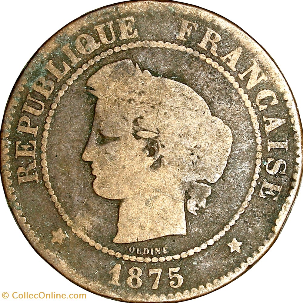 monnaies monde france 5 centimes ceres iiie republique 1875 bordeaux