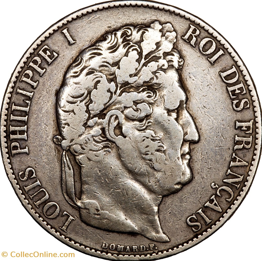 5 francs, 3e type Domard, Louis-Philippe Ier, 1845, Lille monnaies monde france 5 francs 3e type domard louis philippe ier 1845 lille