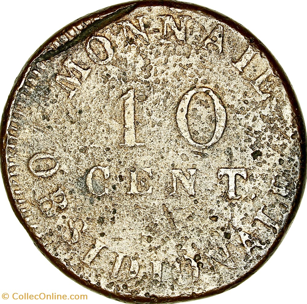 10 centimes d'Anvers à l'N, Napoléon Ier, 1814W, Anvers, atelier de Wolschot monnaies monde france 10 centimes anvers a n napoleon ier 1814w anvers atelier de wolschot