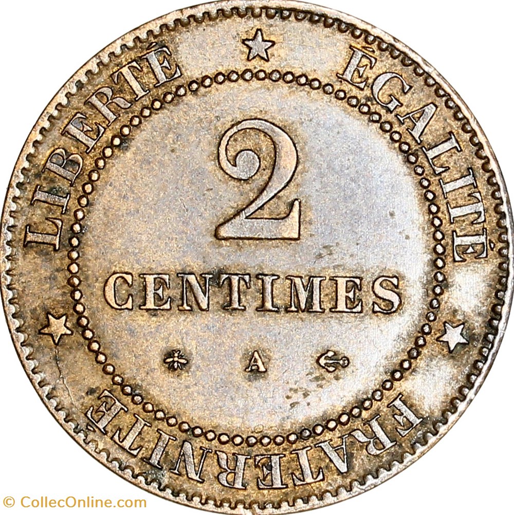 2 centimes Cérès, IIIe République, 1878, Paris monnaies monde france 2 centimes ceres iiie republique 1878 paris