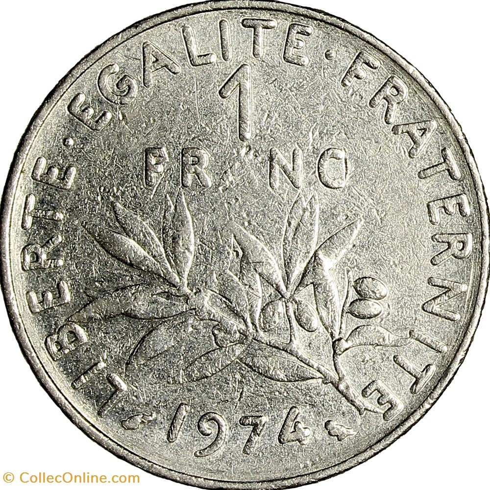 monnaies monde france 1 franc semeuse nickel ve republique 1974 frappe molle