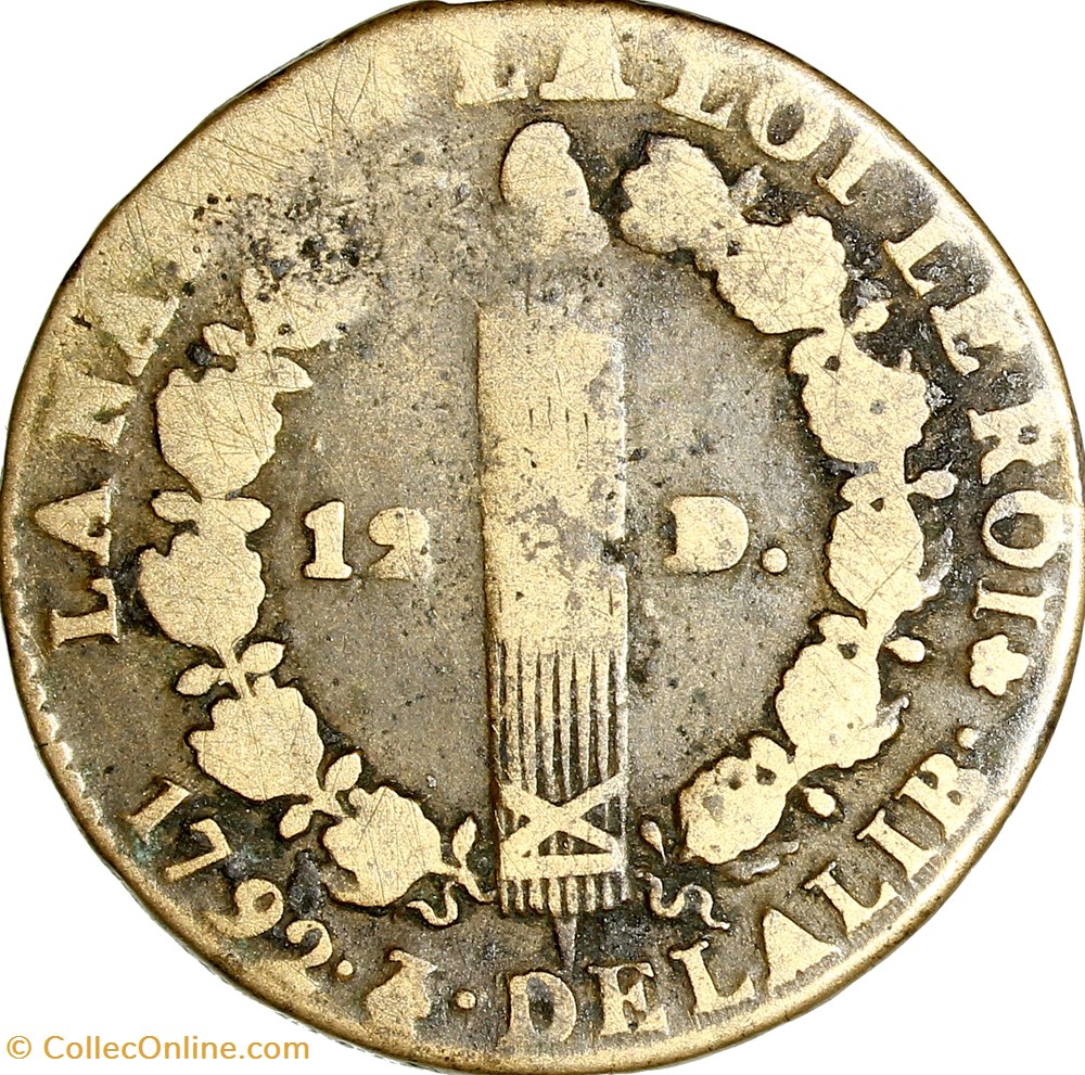 12 deniers au faisceau type François, Louis XVI, 1792, an 4 / 3, hybride Paris - Louvre monnaies monde france 12 deniers au faisceau type francois louis xvi 1792 an 4 3 hybride paris louvre