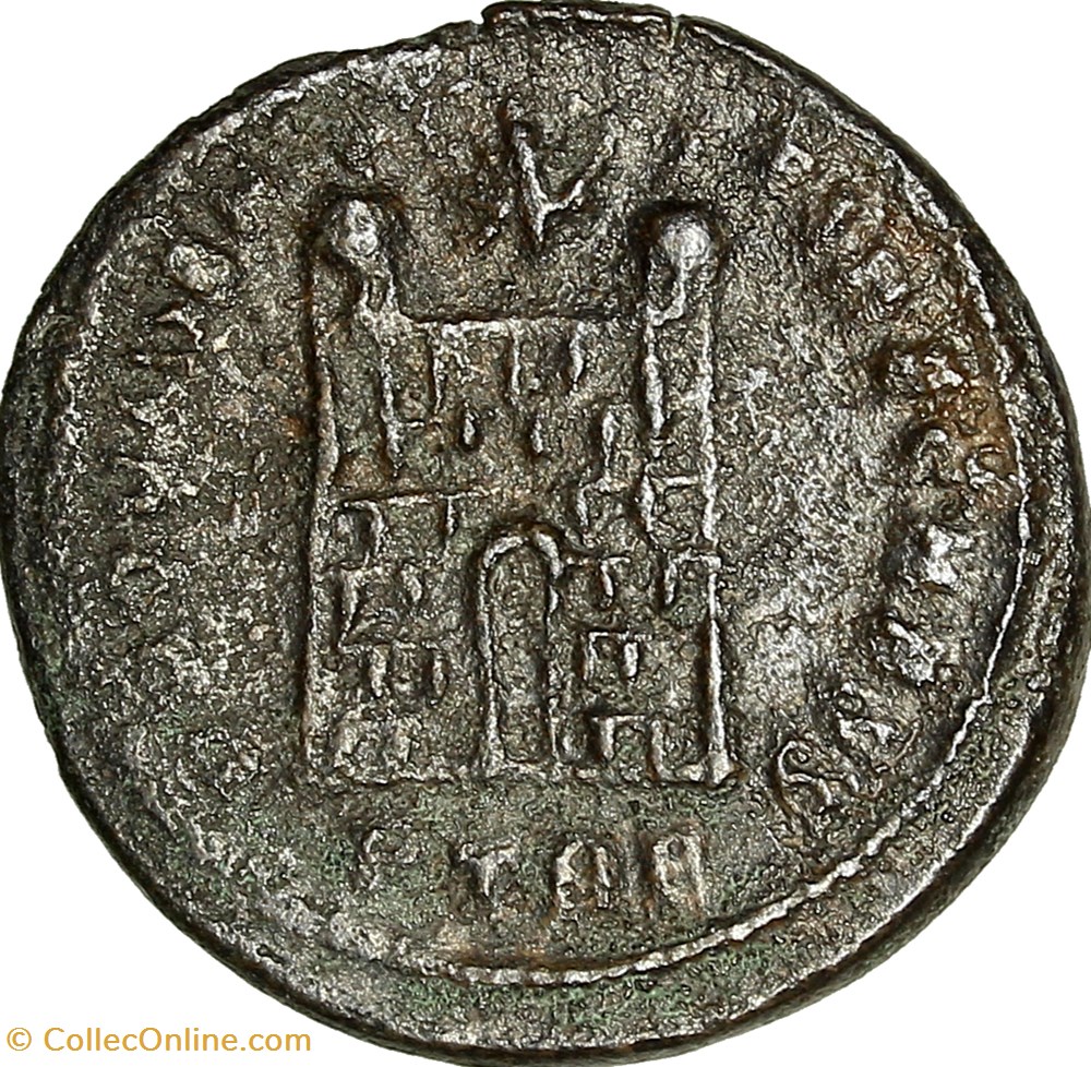 monnaies antiques romaines imperiales et republicaines centenionalis de constance ii cesar porte de camp 327 328 treves