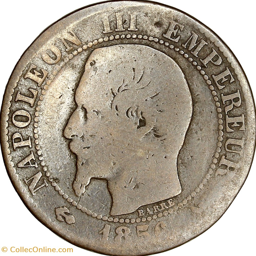 Cinq centimes, tête nue, Napoléon III, 1856, Lille monnaies monde france cinq centimes tete nue napoleon iii 1856 lille