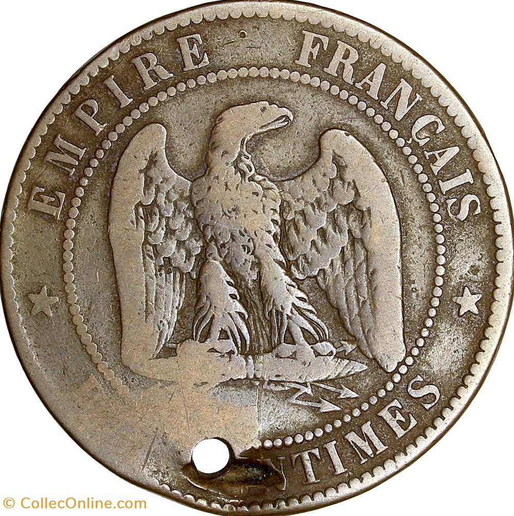 Dix centimes, tête laurée, Napoléon III, 1861, Bordeaux monnaies monde france dix centimes tete lauree napoleon iii 1861 bordeaux