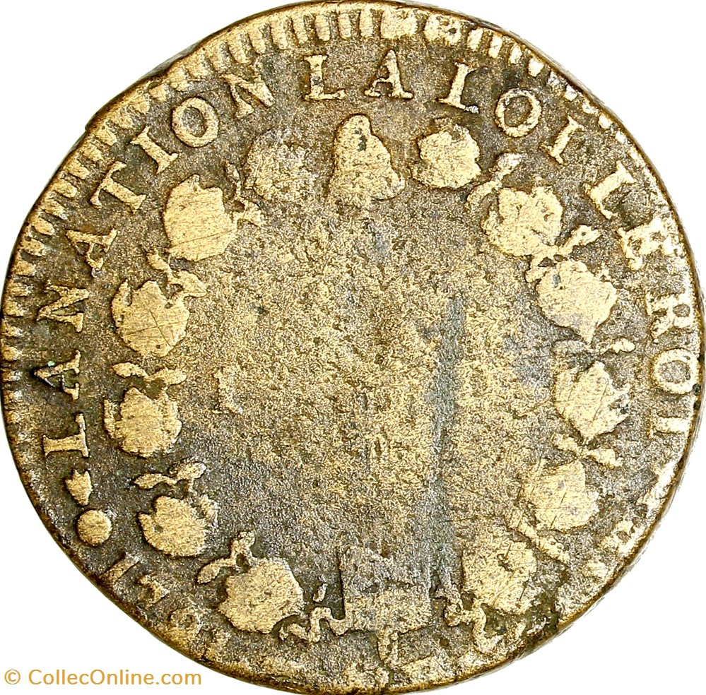 12 deniers au faisceau type François, Louis XVI, 1791, an 3, Metz monnaies monde france 12 deniers au faisceau type francois louis xvi 1791 an 3 metz