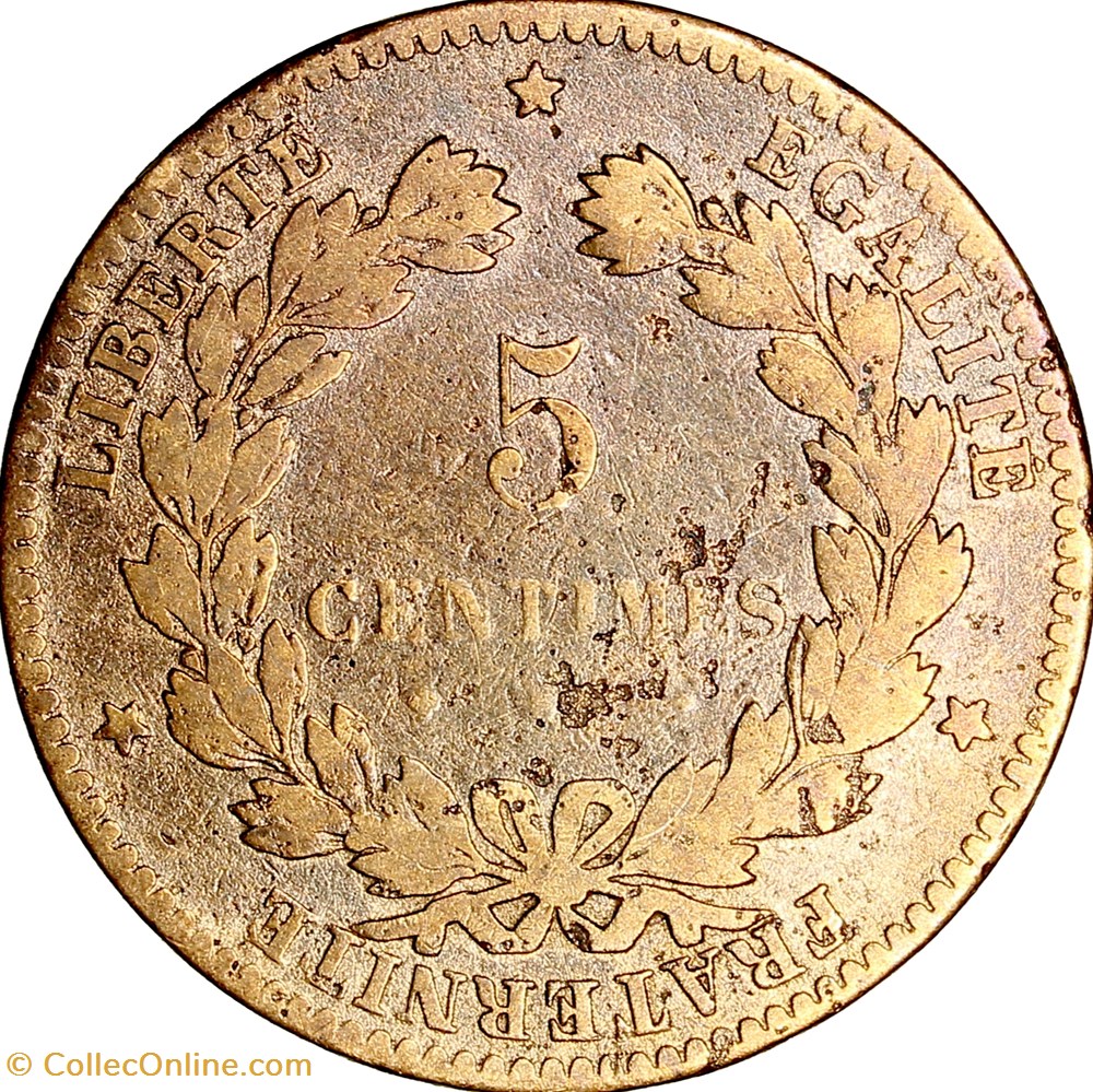 monnaies monde france 5 centimes ceres iiie republique 1877 bordeaux