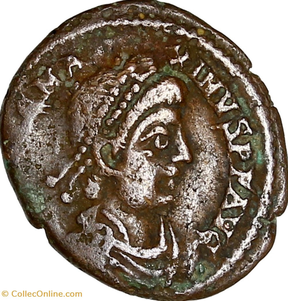monnaies antiques romaines imperiales republicaines nummus de magnus maximus spes romanorum ete 387 28 aout 388 aquilee