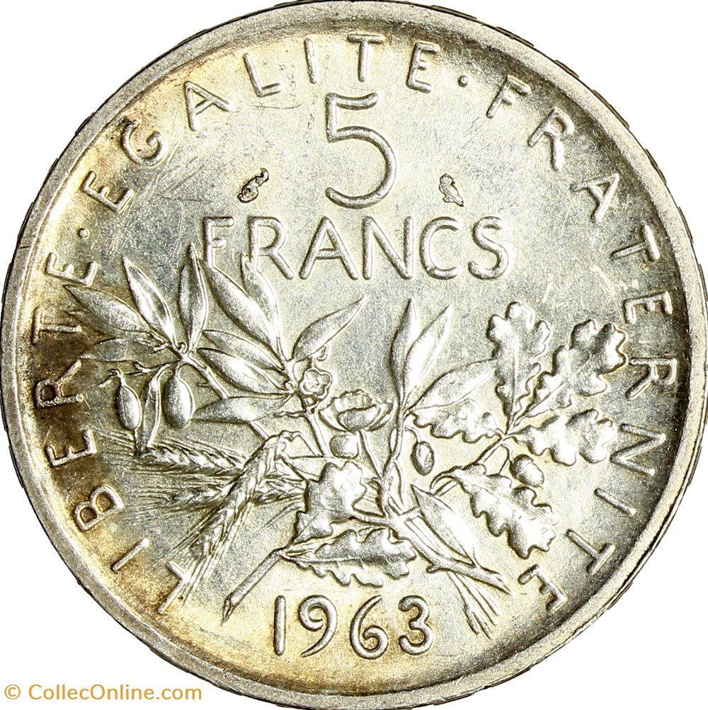5 francs Semeuse, 1963 monnaies monde france 5 francs semeuse 1963