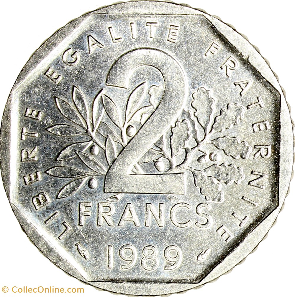 monnaies monde france 2 francs semeuse nickel 1989