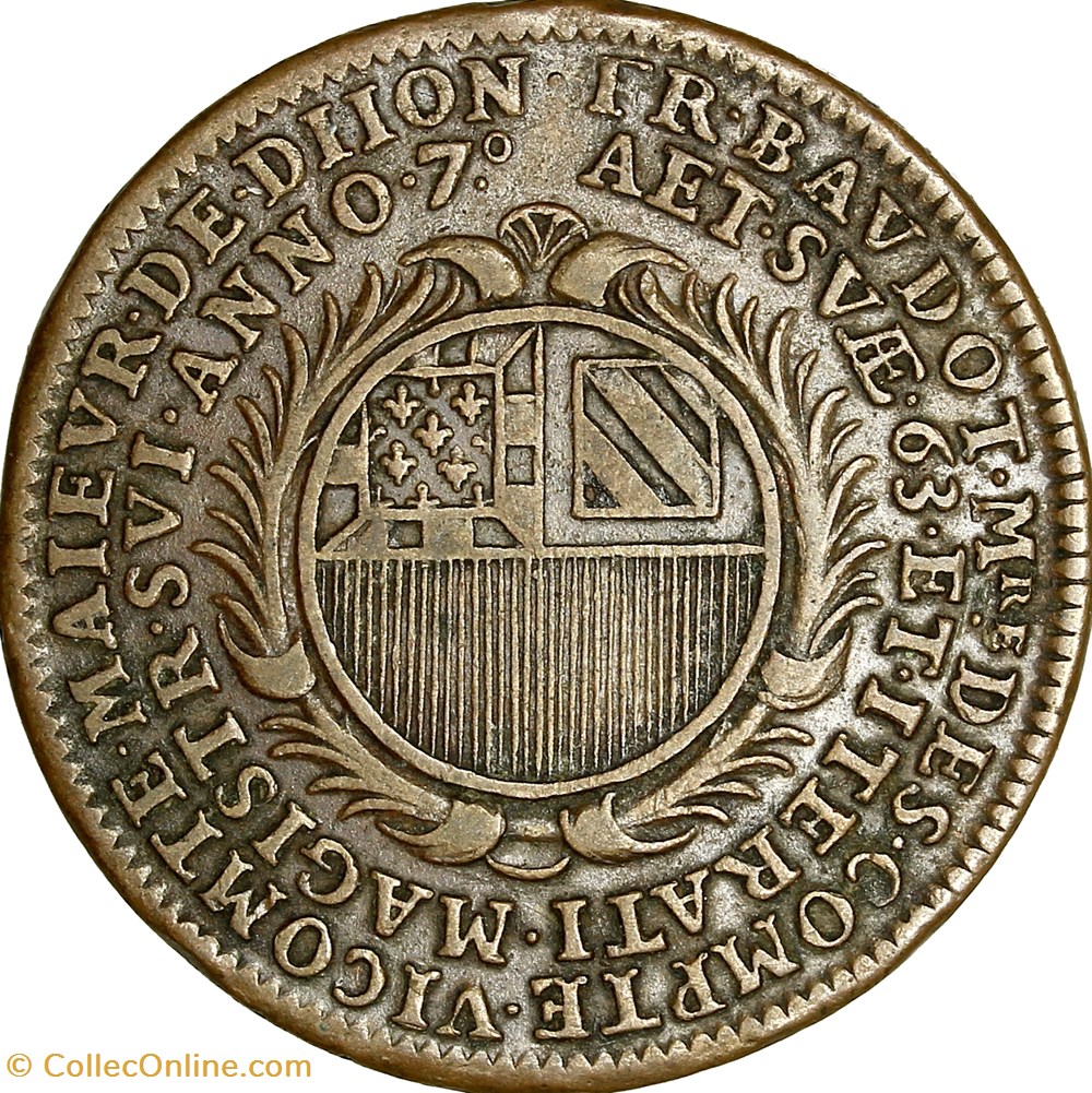 Jeton François Baudot, maire de Dijon, 1701 monnaies jetons mereaux jeton francois baudot maire de dijon 1701