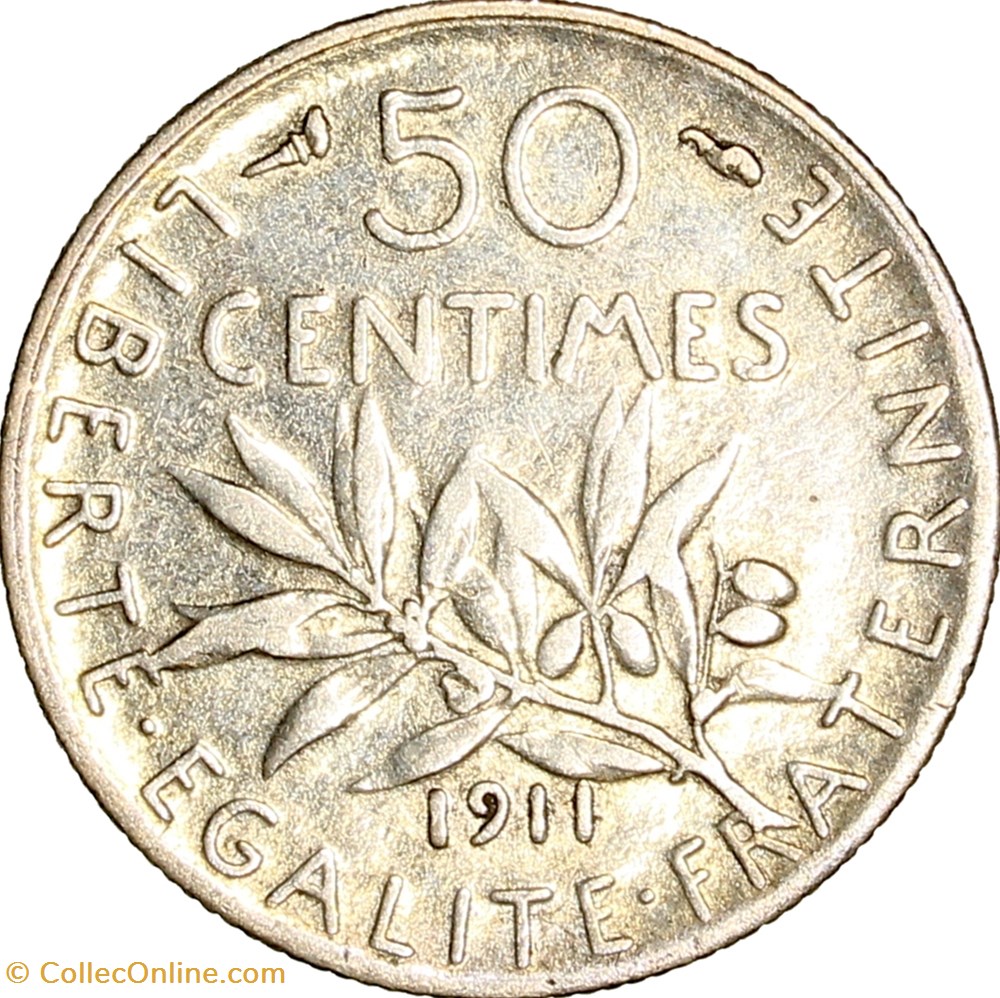 50 centimes Semeuse, IIIe République, 1911 monnaies monde france 50 centimes semeuse iiie republique 1911