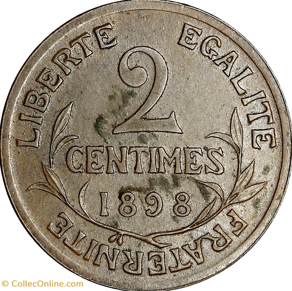 2 centimes Daniel-Dupuis, IIIe République, 1898 monnaies france modernes 2 centimes daniel dupuis iiie republique 1898