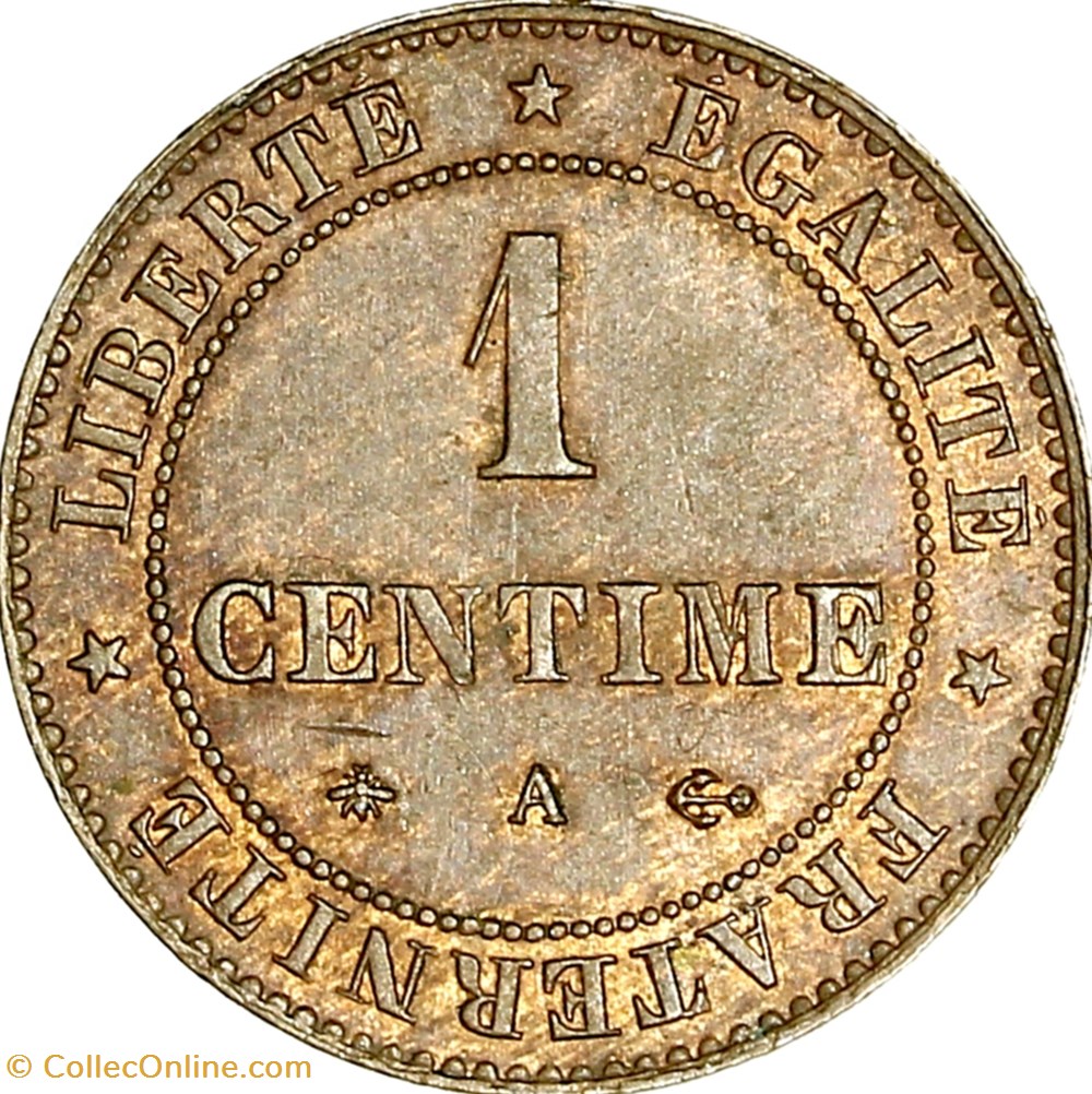1 centime Cérès, IIIe République, 1875, Paris monnaies monde france 1 centime ceres iiie republique 1875 paris