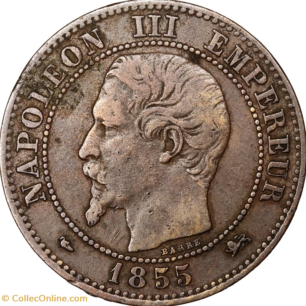monnaies monde france deux centimes tete nue napoleon iii 1855 chien grand lion grand d lyon