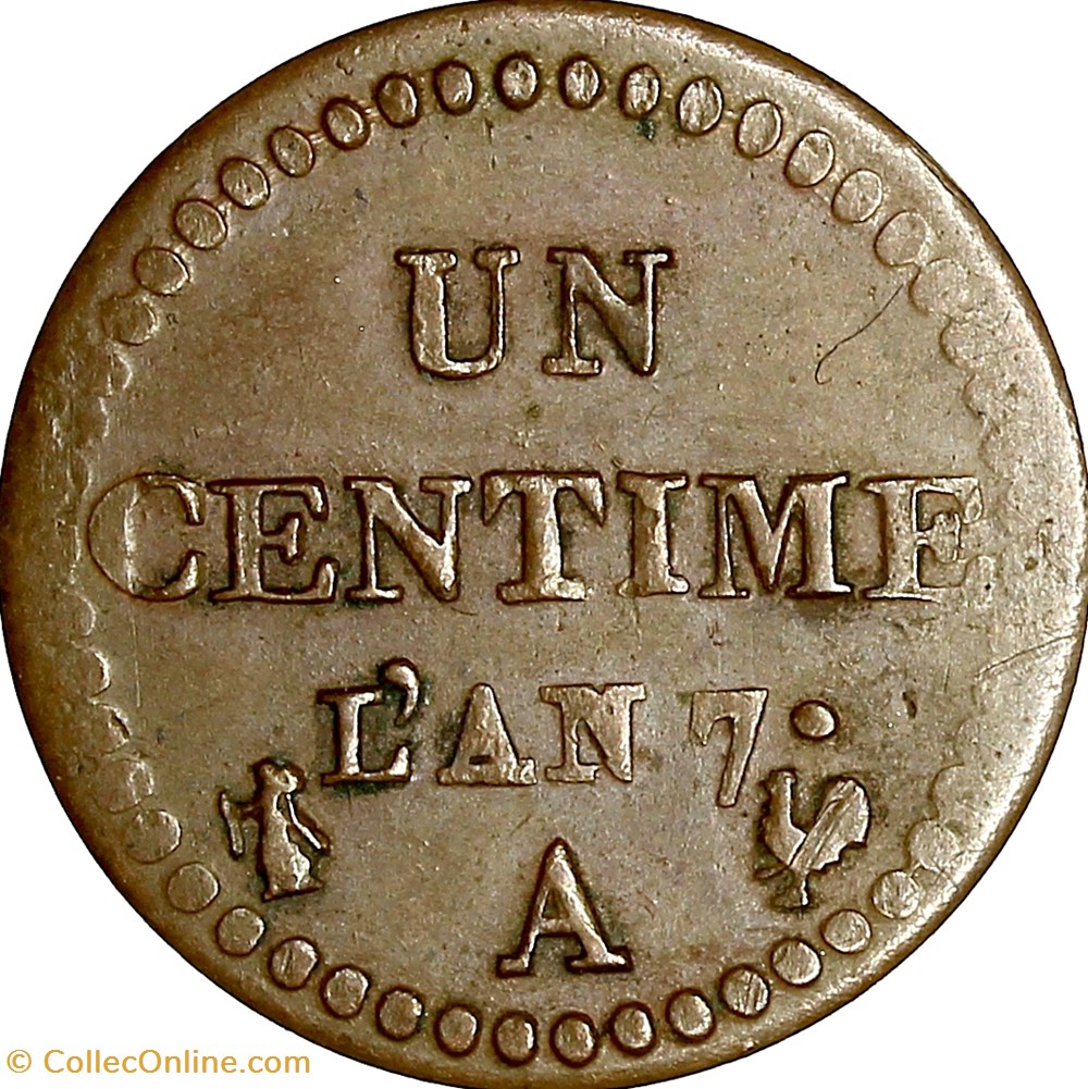 Un centime Dupré, le Directoire, an 7, 7 grand, 53 / 50 perles, Paris monnaies monde france un centime dupre le directoire an 7 7 grand 53 50 perles paris