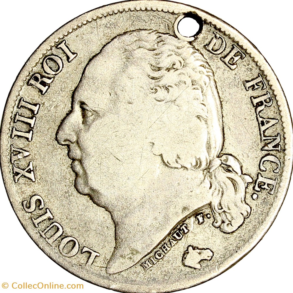 monnaies monde france 1 franc louis xviii 1816 paris