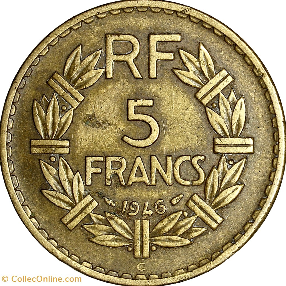 5 francs Lavrillier, bralu, GPRF, 1946, Castelsarrasin monnaies monde france 5 francs lavrillier bralu gprf 1946 castelsarrasin