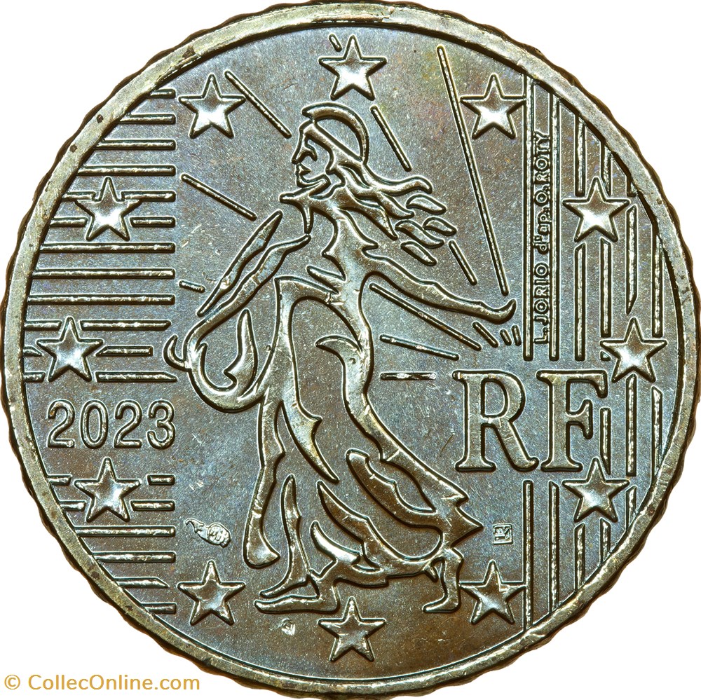 50 centimes, France, 2023, défaut de traitement de surface du flan monnaies euros 50 centimes france 2023 defaut de traitement de surface du flan