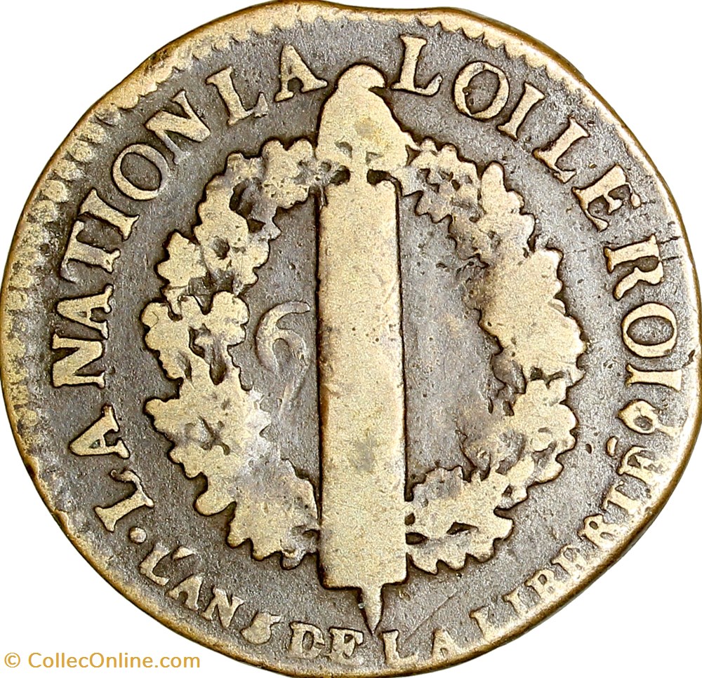 6 deniers au faisceau, type François, Louis XVI, 1793, an 5, Bordeaux monnaies monde france 6 deniers au faisceau type francois louis xvi 1793 an 5 bordeaux