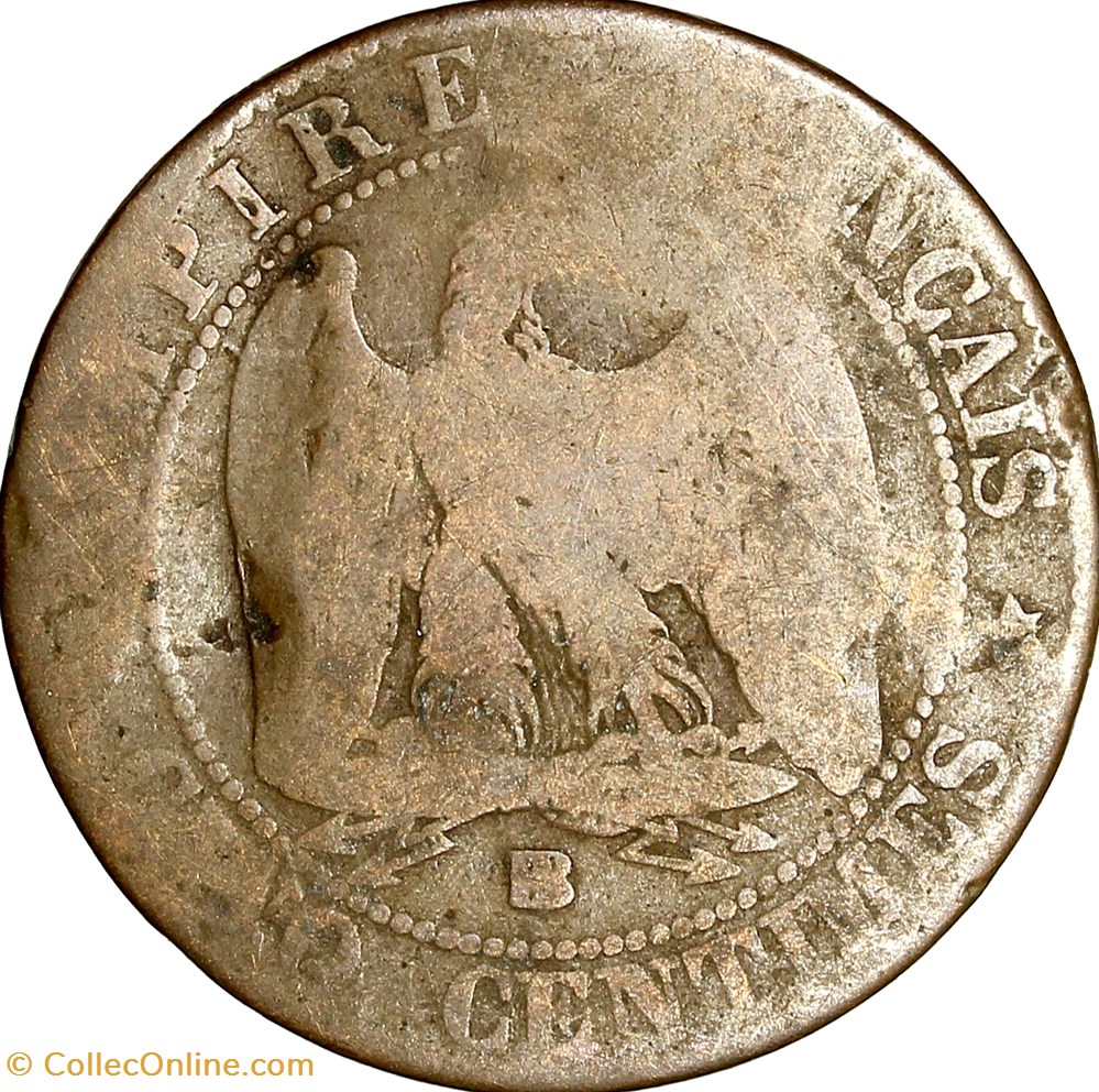 Cinq centimes, tête laurée, Napoléon III, 1864, Strasbourg monnaies monde france cinq centimes tete lauree napoleon iii 1864 strasbourg