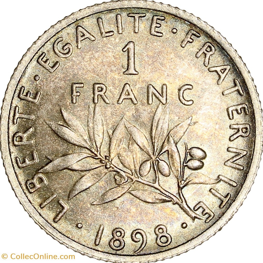 monnaies monde france 1 franc semeuse iiie republique 1898
