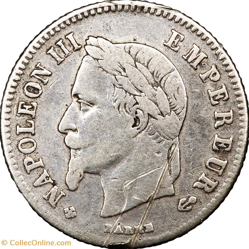 20 centimes Napoléon III, tête laurée, petit module, Napoléon III, 1864, Strasbourg monnaies monde france 20 centimes napoleon iii tete lauree petit module napoleon iii 1864 strasbourg