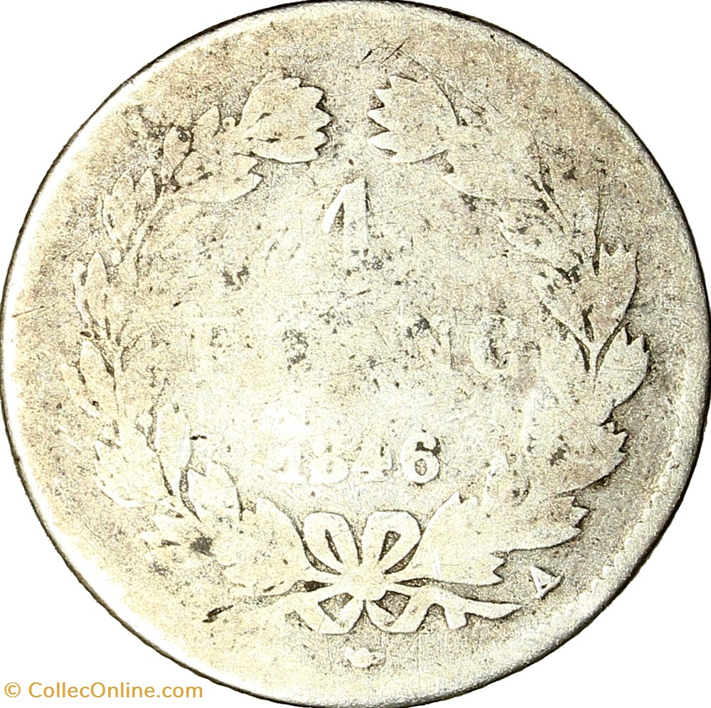 1 franc, couronne de chêne, Louis-Philippe Ier, 1846, Paris monnaies monde france 1 franc couronne de chene louis philippe ier 1846 paris